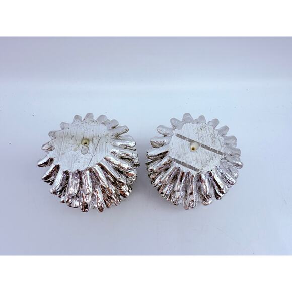 Vintage Poly Resin Pine Cone Candle Holders Silver 1998 by Autumn Accents - Picture 5 of 5